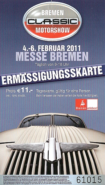 Eintrittskarte CLASSIC MOTORSHOW 2011